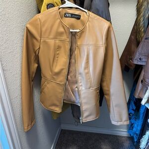 Zara Tan Women's Faux Leather Jacket